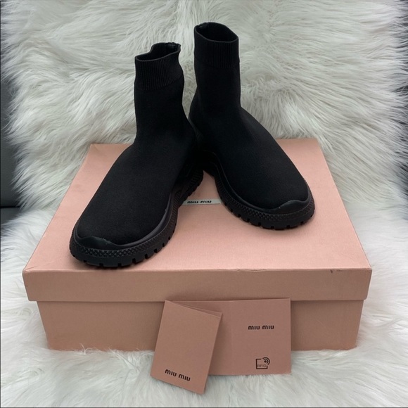 🐰🌸 MIU MIU Black Sock Sneaker 🌸🐰 - Picture 3 of 9